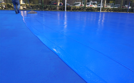 戶外網(wǎng)球場(chǎng)藍(lán)色面層施工